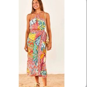 Farm RIO SUMMER Tapestry Midi Dress Size Small